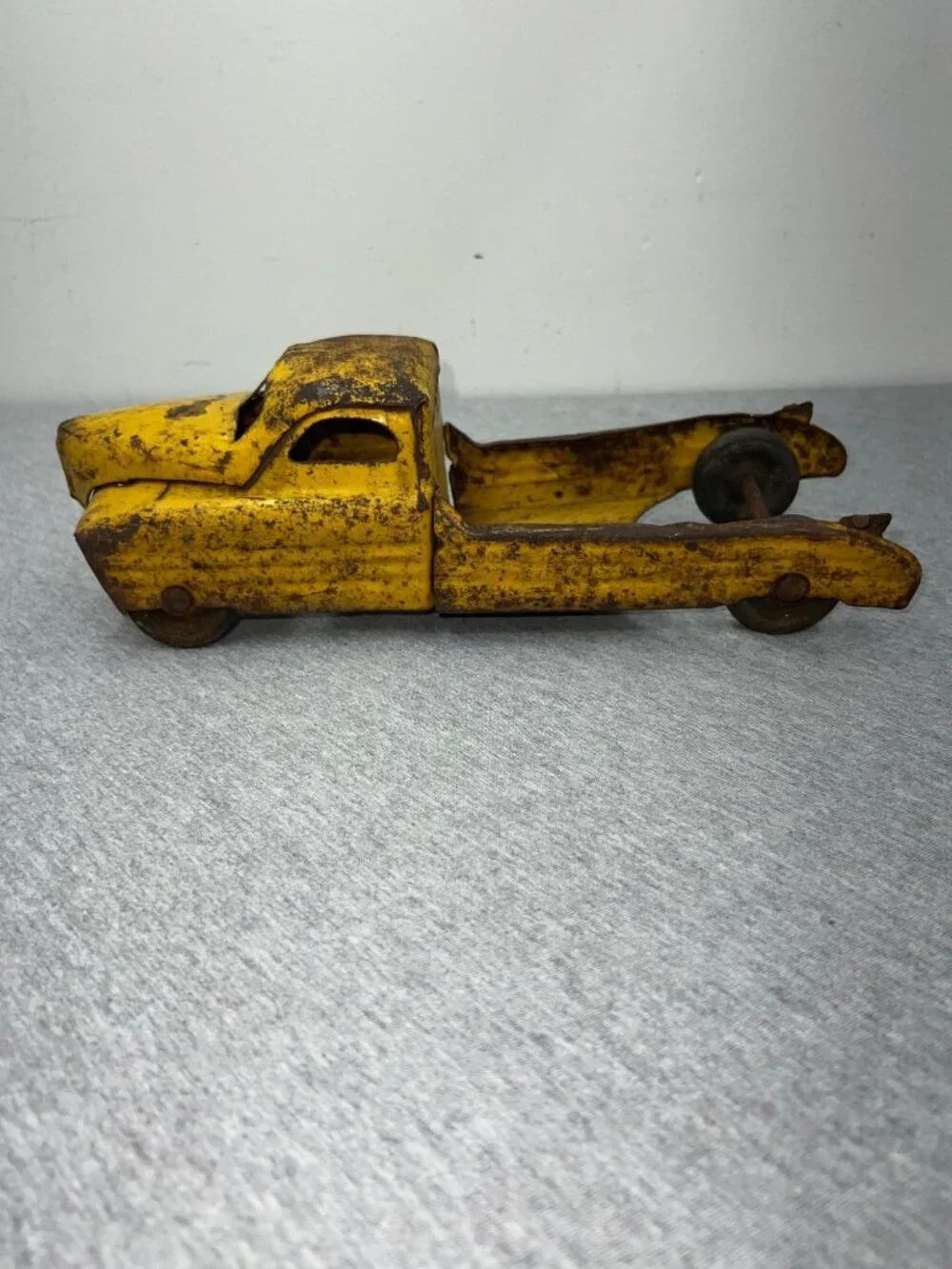 Vintage Buddy L Yellow Metal Toy‎ Dump Truck Distressed Patina 1950s Style